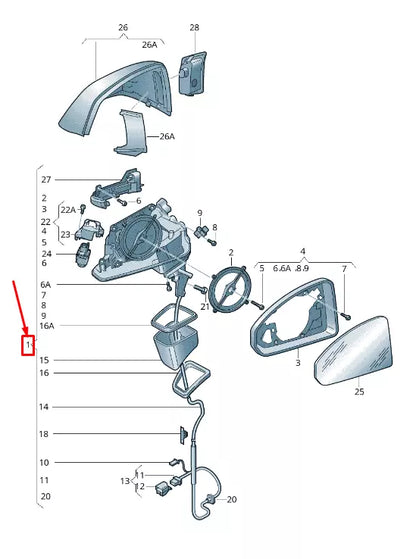 NEW AUDI Q5 FY FRONT RIGHT SIDE WING MIRROR LHD 80B857410C9B9 ORIGINAL