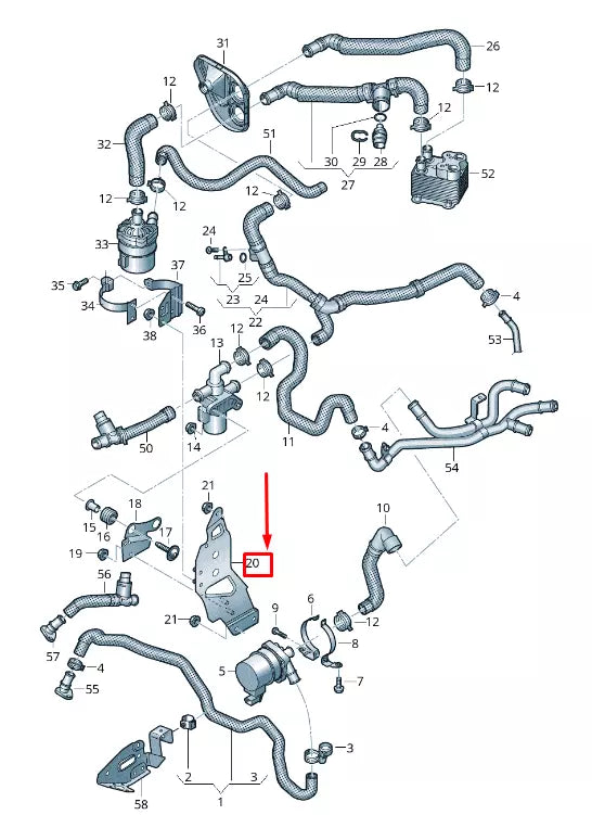 NEW VW TOUAREG CR ADDITIONAL COOLANT PUMP BRACKET 4M0121240AN