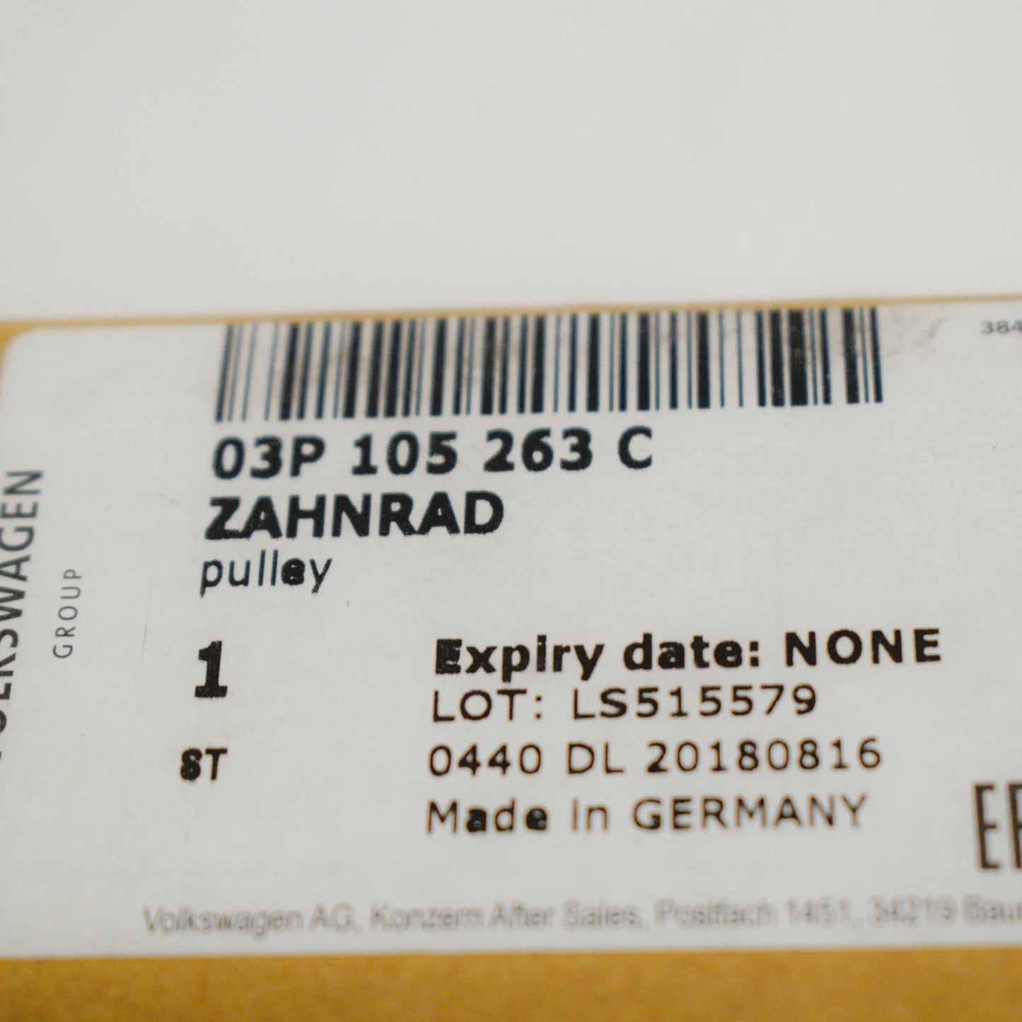 NEW VOLKSWAGEN CRAFTER CRANKSHAFT GEAR PULLEY 03P105263C