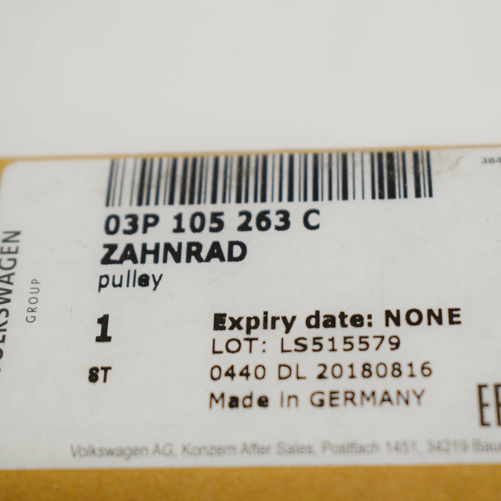 NEW VOLKSWAGEN CRAFTER CRANKSHAFT GEAR PULLEY 03P105263C
