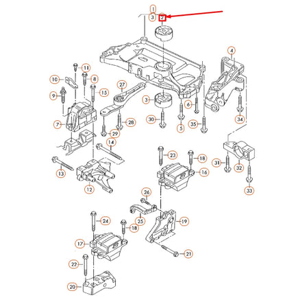 NEW VW BEETLE A5 ENGINE MOUNTING UPPER BONDED RUBBER BUSH 1K0199868R ORIGINAL