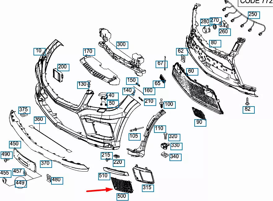 NEW MERCEDES-BENZ GL-CLASS X166 FRONT LEFT GRILLE A1668854522 ORIGINAL