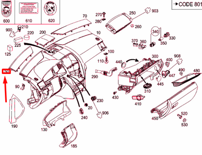 NEW MB C W204 INSTRUMENT PANEL TOP LEFT COVER A20468021089051 ORIGINAL