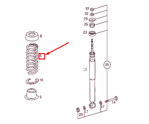 NEW MERCEDES-BENZ C W202 REAR COIL SPRING A2023242004 ORIGINAL