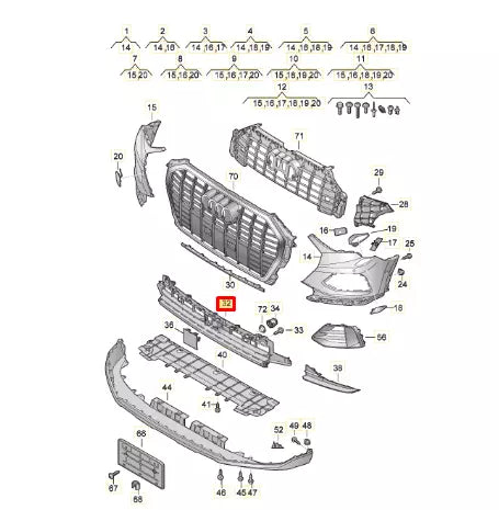 NEW AUDI Q3 F3 SPORTBACK FRONT BUMPER CENTER LOWER GRILLE 83A807683A9B9