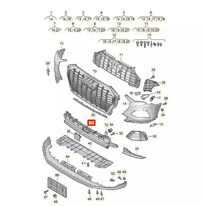 NEW AUDI Q3 F3 SPORTBACK FRONT BUMPER CENTER LOWER GRILLE 83A807683A9B9