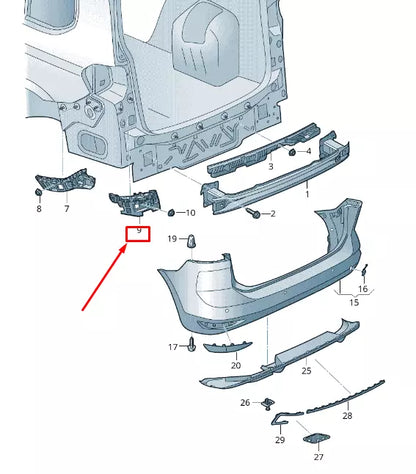 NEW VW TOURAN 5T REAR LEFT BUMPER GUIDE PIECE 5TA807453