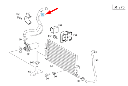 NEW MB S W220 WATER PUMP AND CHARGE-AIR INTERCOOLER HOSE A2205013782 ORIGINAL