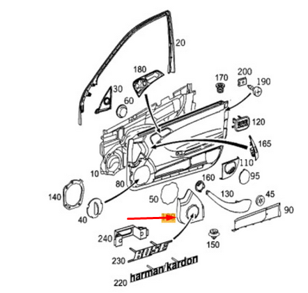 NEW MB C-CLASS W203 FRONT RIGHT DOOR SPEAKER COVER A20372708889051 2005 ORIGINAL