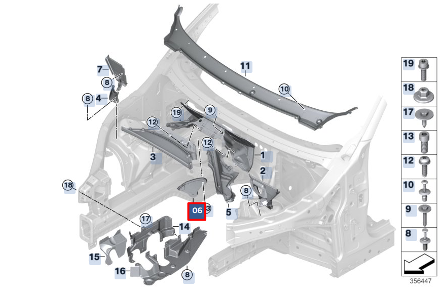 new bmw x6 f16 m f86 right engine bay cover 51757325412 original