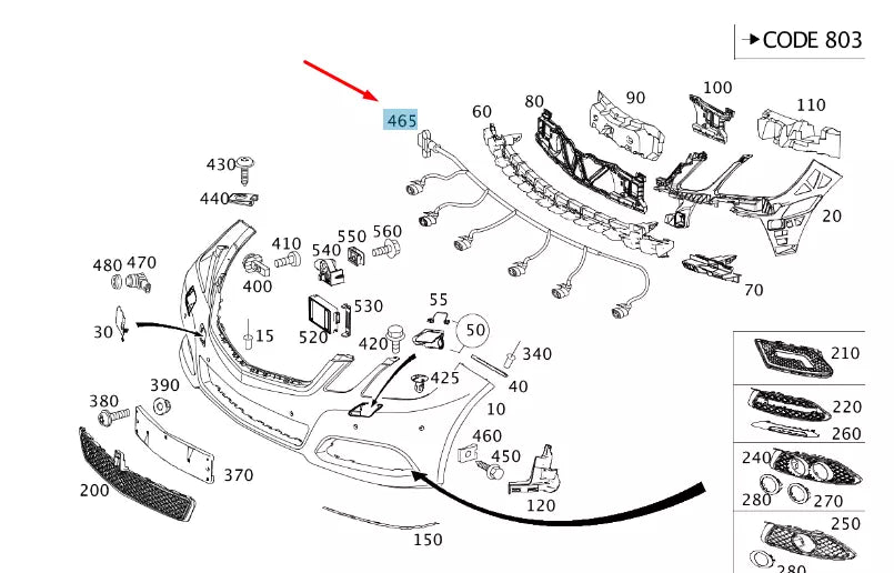 NEW MERCEDES-BENZ E W212 FRONT BUMPER WIRING HARNESS A2124402052 ORIGINAL
