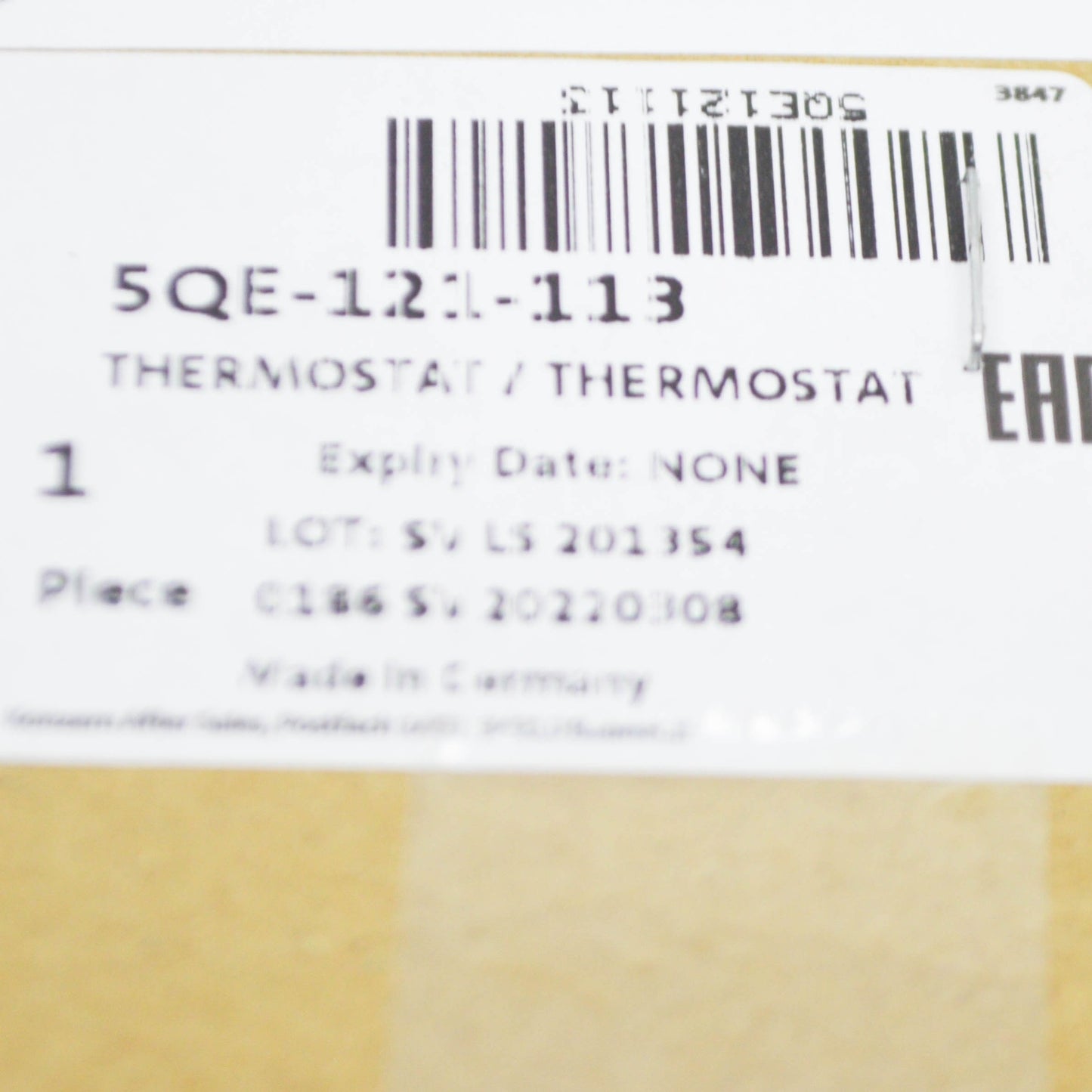 NEW VOLKSWAGEN E-CRAFTER THERMOSTAT 5QE121113 ORIGINAL