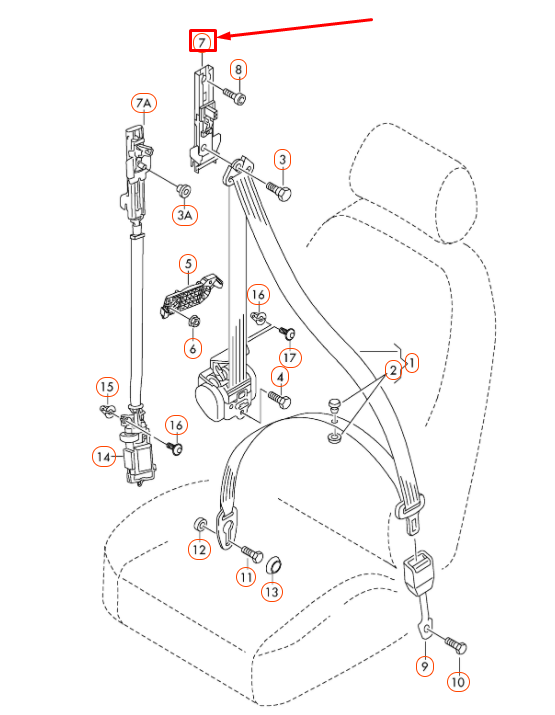 new audi q7 4l front seat belt adjustment fitting 8e0857833g original