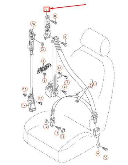 new audi q7 4l front seat belt adjustment fitting 8e0857833g original