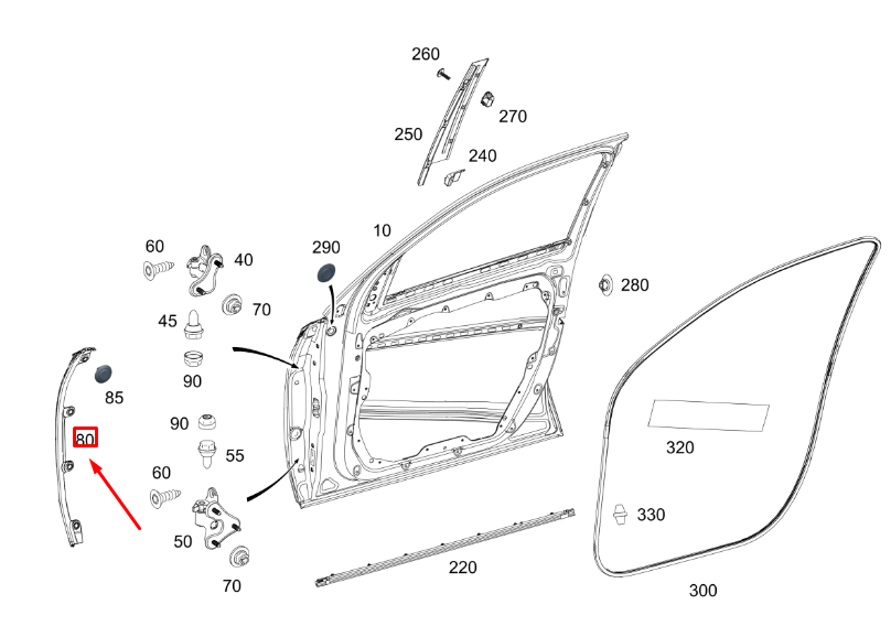 new mercedes-benz gle w167 front left door cover trim a1677224700 original