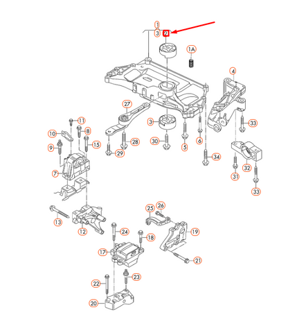 NEW AUDI A3 8P ENGINE MOUNTING UPPER BONDED RUBBER BUSH 1K0199868T ORIGINAL