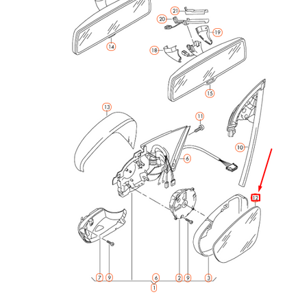 NEW VOLKSWAGEN EOS FRONT LEFT DOOR MIRROR GLASS LHD 3C8857521 ORIGINAL