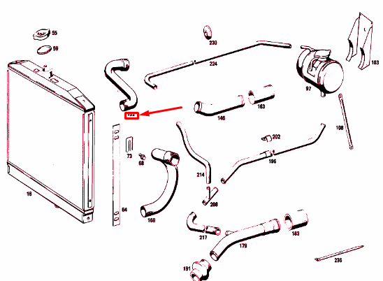 NEW MERCEDES-BENZ S W108 RADIATOR HOSE A1085010182 ORIGINAL