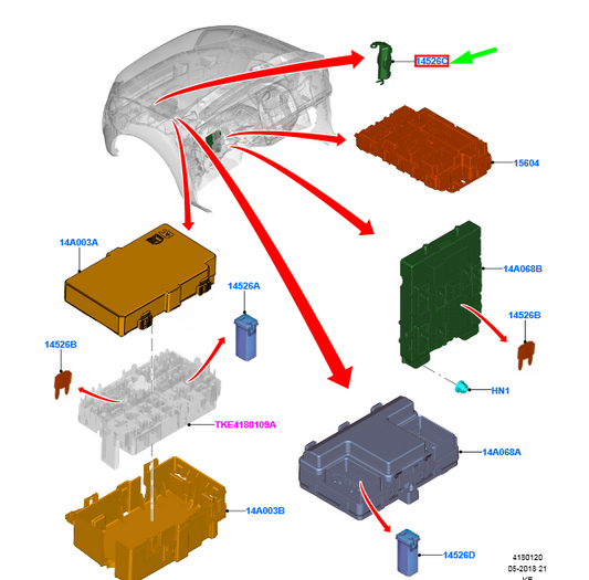 new ford ranger t6 125amp 32volt mega fuse pink circuit breaker 1148218 original