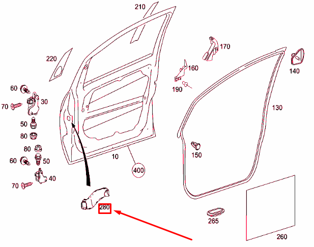 NEW MERCEDES-BENZ A W169 FRONT LEFT DOOR CABLE DUCT A1697220125 ORIGINAL