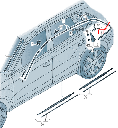 new audi q5 8r rear right quarter panel reveal molding 8r0853346a2zz original