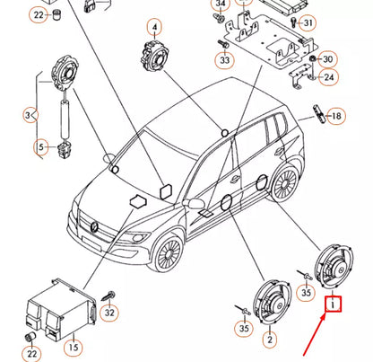 NEW VOLKSWAGEN TIGUAN 5N REAR LEFT BASS LOUDSPEAKER 5K0035453 ORIGINAL