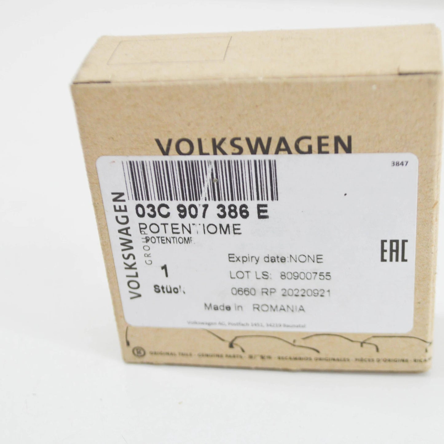 NEW VW GOLF MK5 INTAKE MANIFOLD PRESSURE SENSOR 03C907386E 1.6 FSI 85KW ORIGINAL