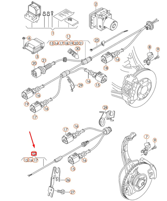 NEW AUDI A6 C7 FRONT LEFT SPEED SENSOR WIRING SET 4G0972251G ORIGINAL