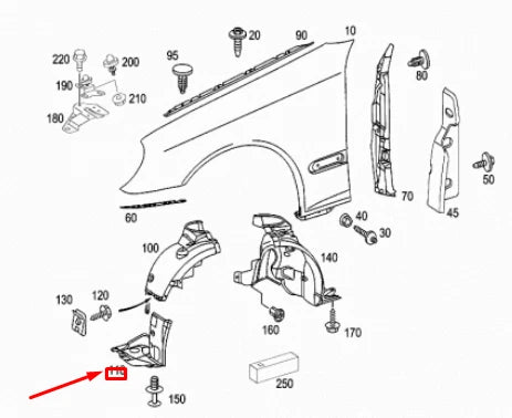NEW MERCEDES-BENZ C W203 AMG FRONT LEFT FENDER BOTTOM COVER A2036982930