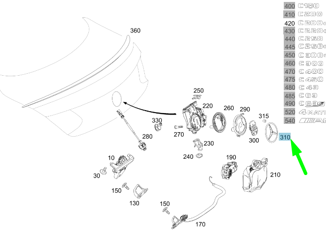 NEW MERCEDES-BENZ C C205 TRUNK LID MERCEDES STAR A20581000189799 ORIGINAL