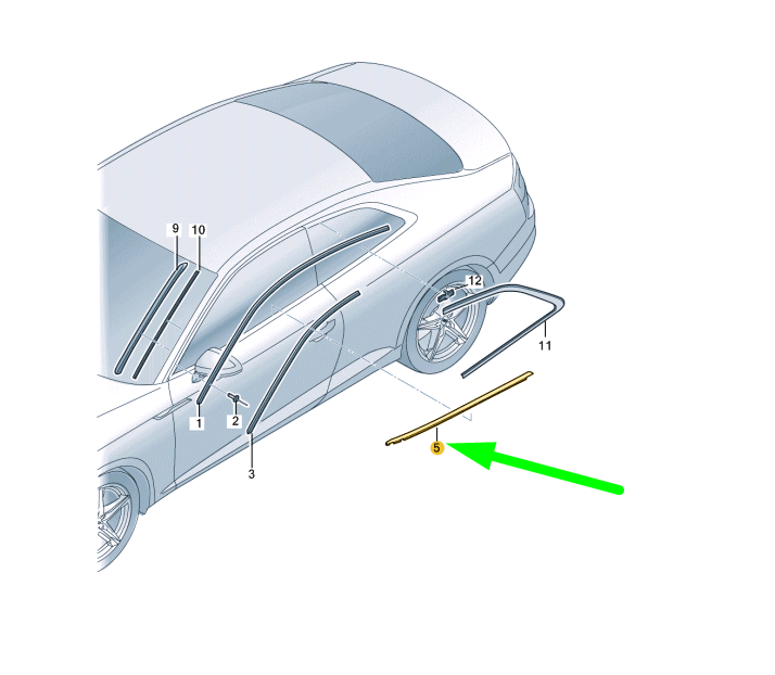 new audi a5 8w6 front left door window slot seal strip 8w6853283dt94 original
