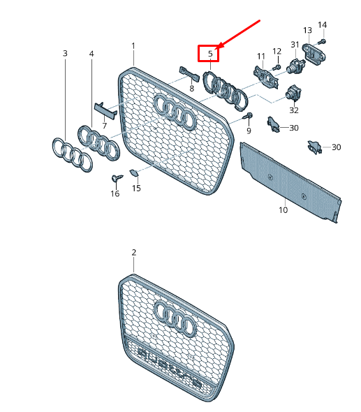 new audi rs7 sportback 4g radiator grille emblem cover 4g8853037g9b9 original