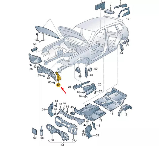 NEW VW TOUAREG 7P MK2 LEFT WATER BOX SOUND ABSORBER 7P0863993B