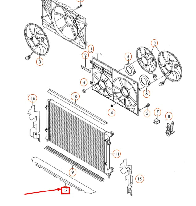 NEW VOLKSWAGEN PASSAT B6 UPPER AIR GUIDE DUCT 3C0121329A ORIGINAL
