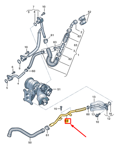 new audi a3 sportback 8y coolant pipe with coolant hose 06k121085k original