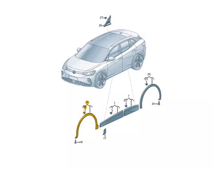 NEW VOLKSWAGEN ID.4 E21 FRONT LEFT FENDER MOLDING 11A853717E9B9