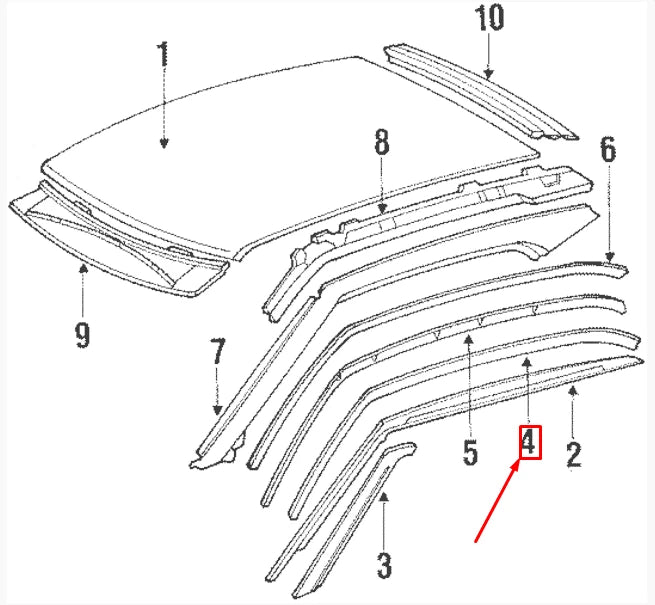 NEW MB E-CLASS W124 COUPE ROOF RAIL WEATHERSTRIP LEFT SEAL A1247200154
