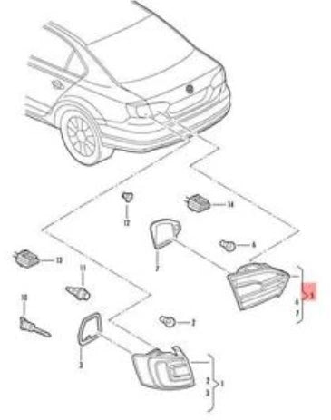 NEW VOLKSWAGEN JETTA MK6 REAR TAILGATE RIGHT TAILLIGHT 5C6945308 ORIGINAL
