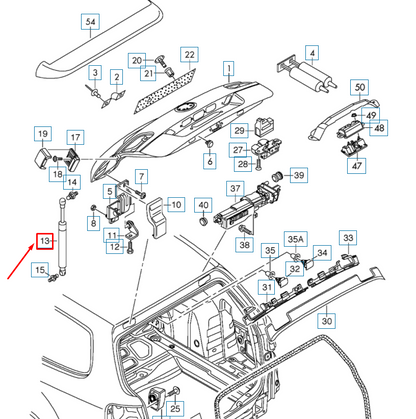 NEW VOLKSWAGEN PASSAT VARIANT B6 REAR LID GAS FILLED STRUT 3C9827550C ORIGINAL
