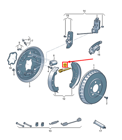 new audi q4 e-tron rear left drum brake push rod 1ea609819 original
