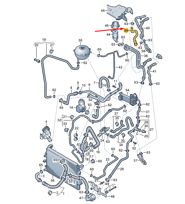 new vw transporter vi t6 coolant hose 7e0121073l original