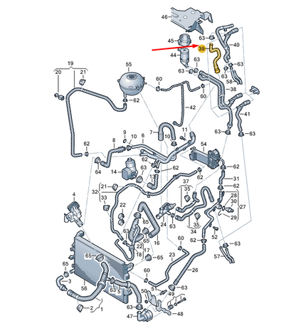 new vw transporter vi t6 coolant hose 7e0121073l original