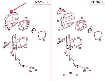 NEW MERCEDES-BENZ VITO W639 FRONT RIGHT DOOR MIRROR SHELL A0008111522 ORIGINAL