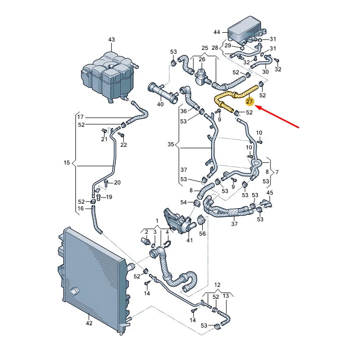 NEW VW TOUAREG 7P MK2 COOLANT HOSE 7P6121157E