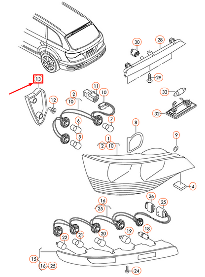 NEW AUDI Q7 4L TAIL LIGHT REAR COVER CAP RIGHT 4L0945426 ORIGINAL