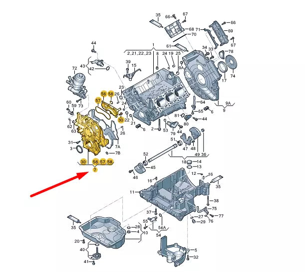 NEW AUDI A4 B8 FRONT SEALING FLANGE 059103151BQ ORIGINAL