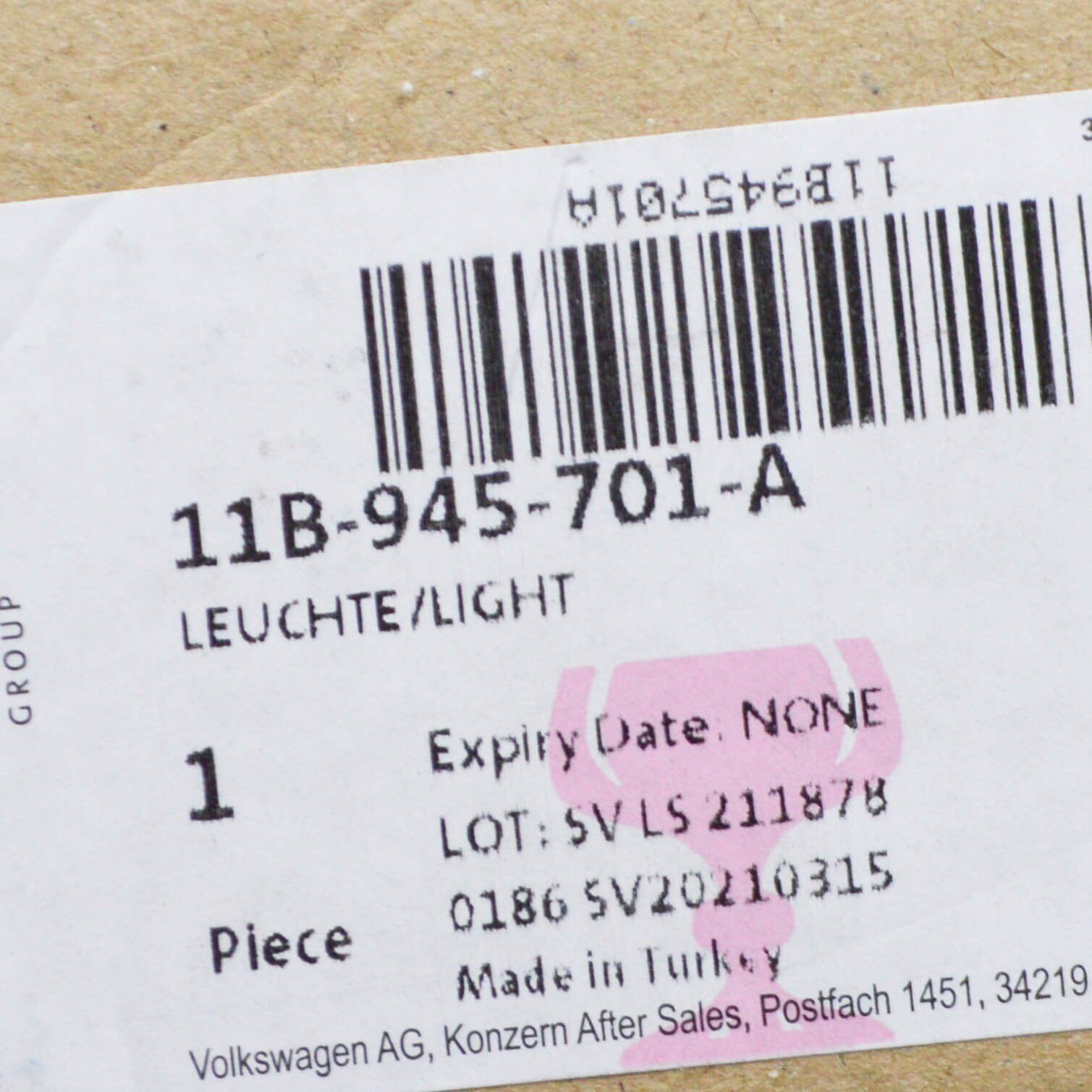 NEW VOLKSWAGEN ID.4 E21 REAR LEFT FOG LIGHT REFLECTOR RHD 11B945701A ORIGINAL