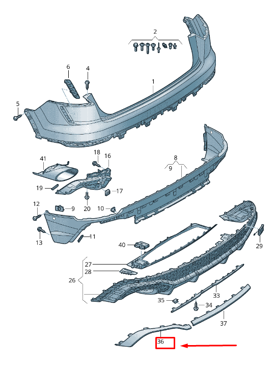 new audi rsq8 rear right bumper trim 4m8853842ap6 original