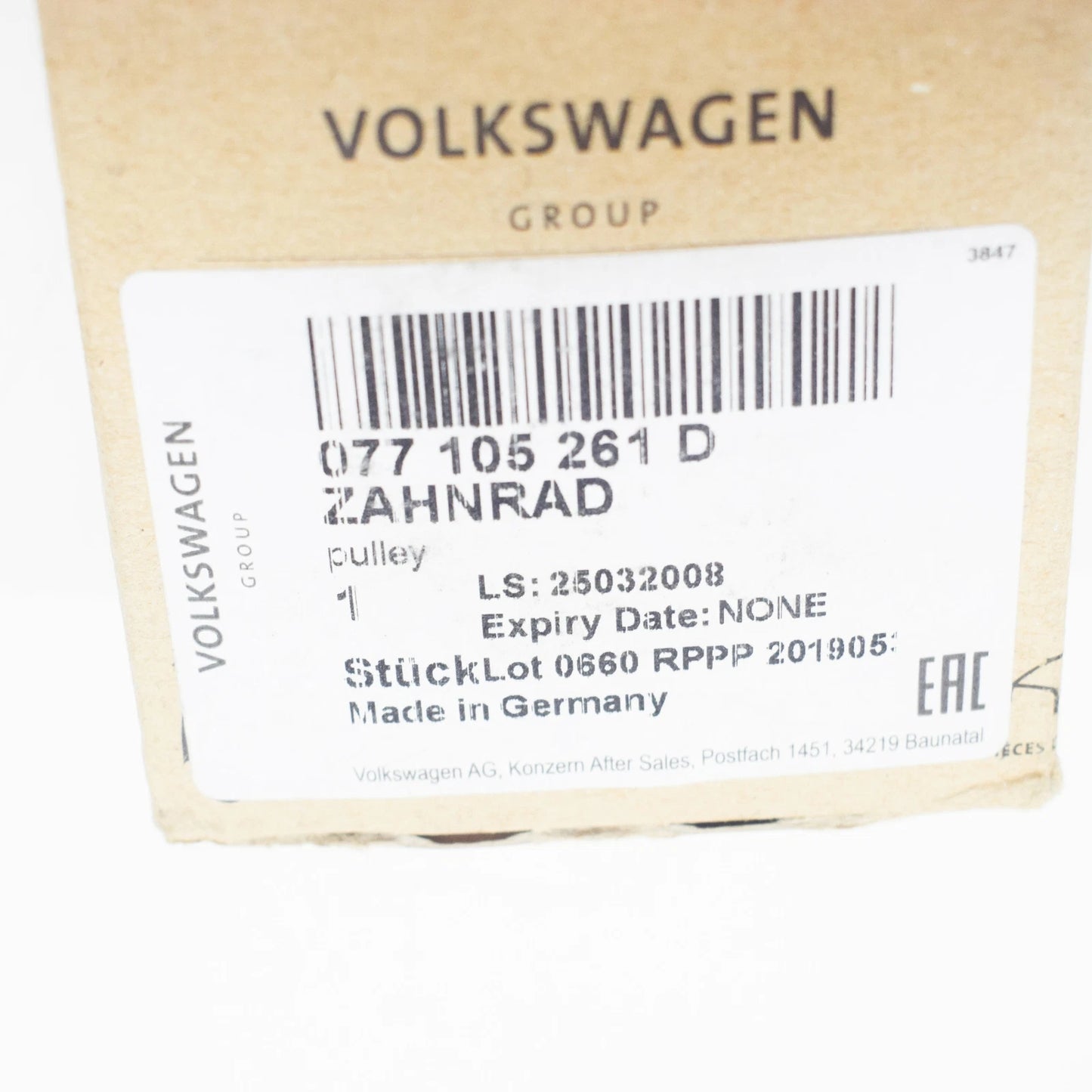 NEW AUDI A6 C5 CRANKSHAFT TIMING GEAR 077105261D ORIGINAL