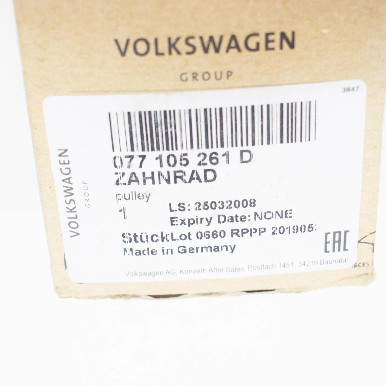 NEW AUDI A6 C5 CRANKSHAFT TIMING GEAR 077105261D ORIGINAL